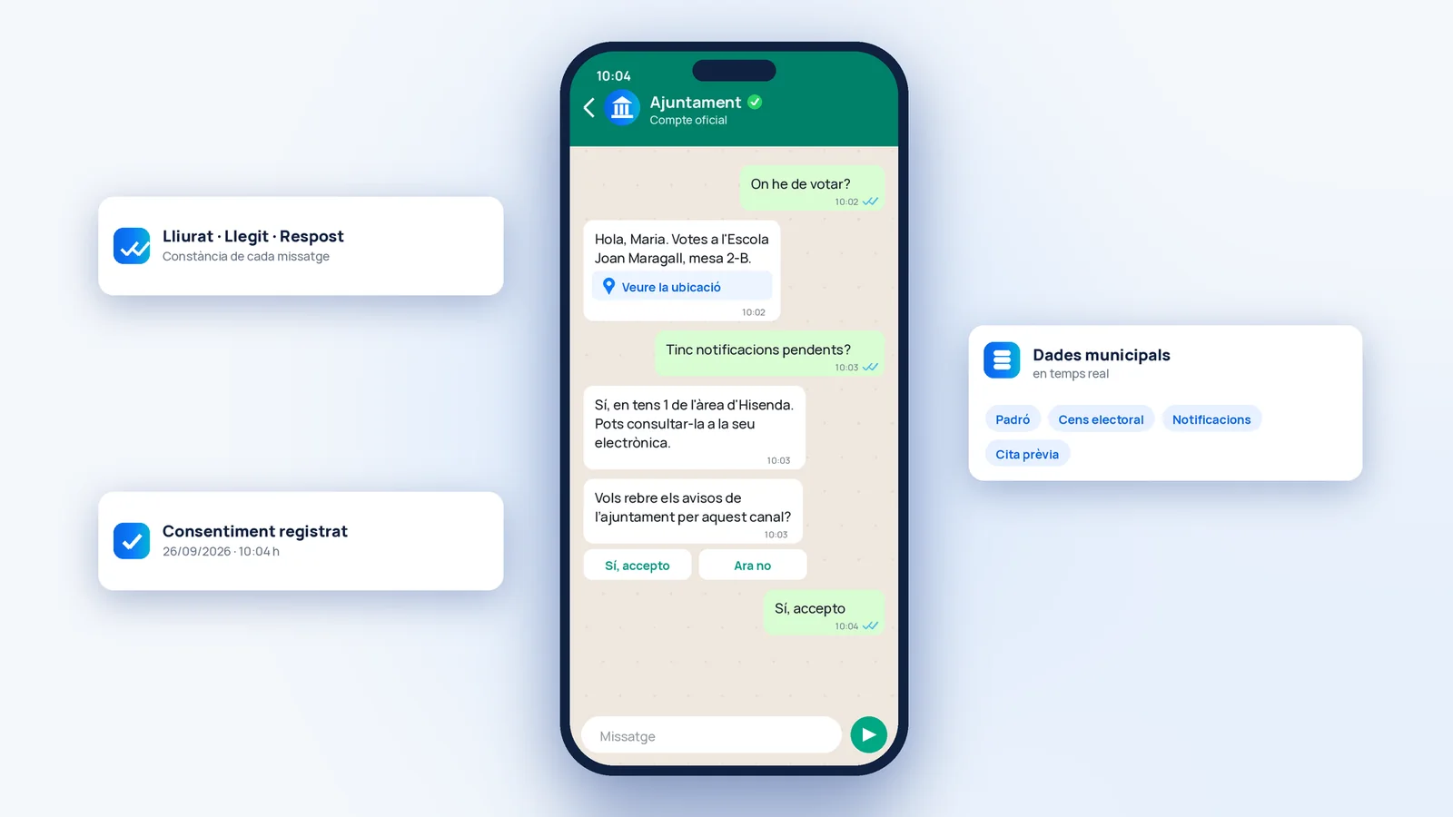 Consulta d'informació i consentiment via WhatsApp